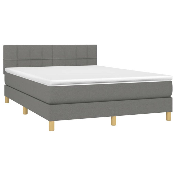 Pat box spring cu saltea, gri închis, 140x190 cm, textil - WALTI WALTI