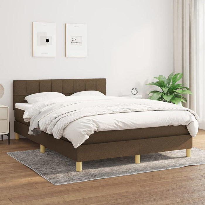 Pat box spring cu saltea, maro închis, 140x200 cm, textil - WALTI WALTI