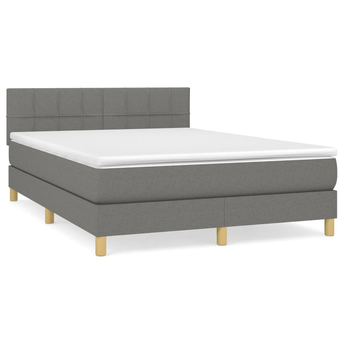 Pat box spring cu saltea, gri închis, 140x200 cm, textil - WALTI WALTI