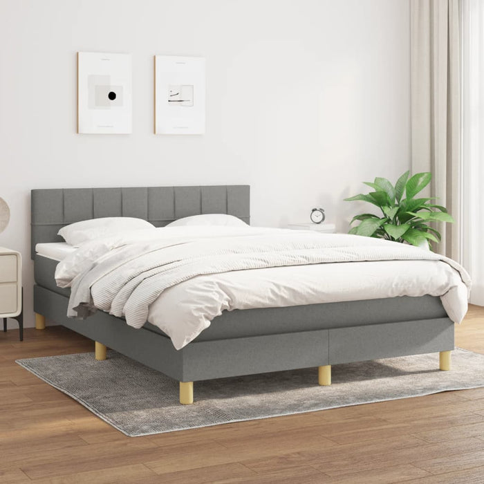 Pat box spring cu saltea, gri închis, 140x200 cm, textil - WALTI WALTI