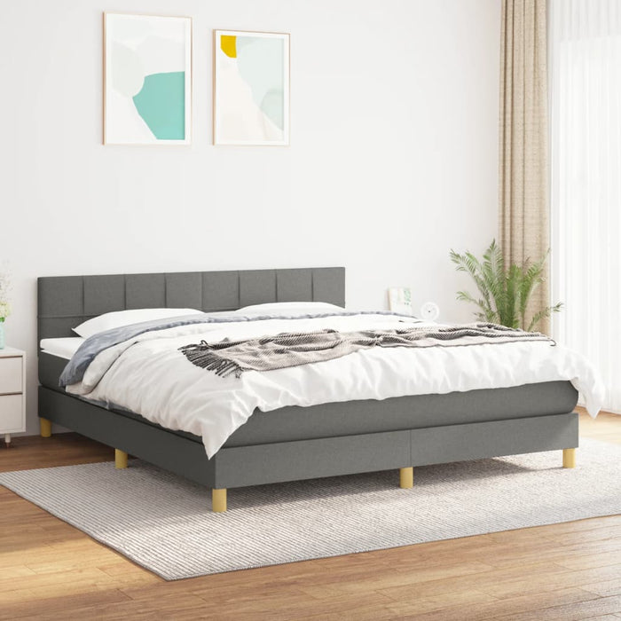 Pat continental cu saltea, gri închis, 160x200 cm, țesătură - WALTI WALTI