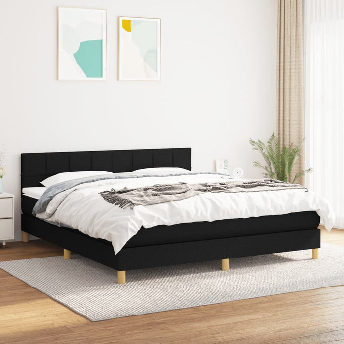 Pat box spring cu saltea, negru, 160x200 cm, textil - WALTI WALTI