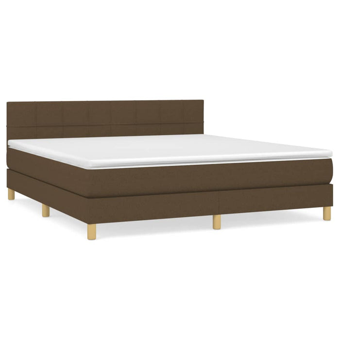 Pat box spring cu saltea, maro închis, 160x200 cm, textil WALTI