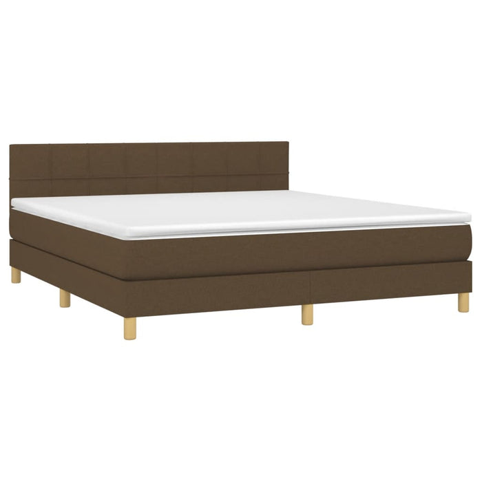 Pat box spring cu saltea, maro închis, 160x200 cm, textil WALTI