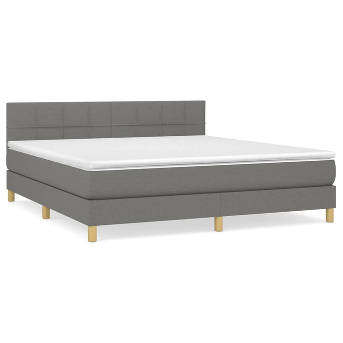 Pat box spring cu saltea, gri închis, 180x200 cm, textil - WALTI WALTI