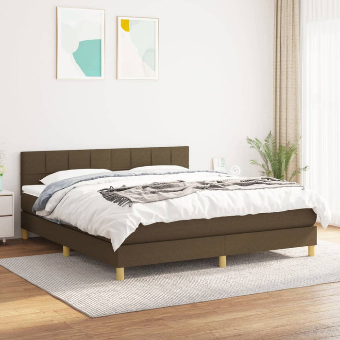 Pat continental cu saltea maro închis 180x200cm material textil - WALTI WALTI