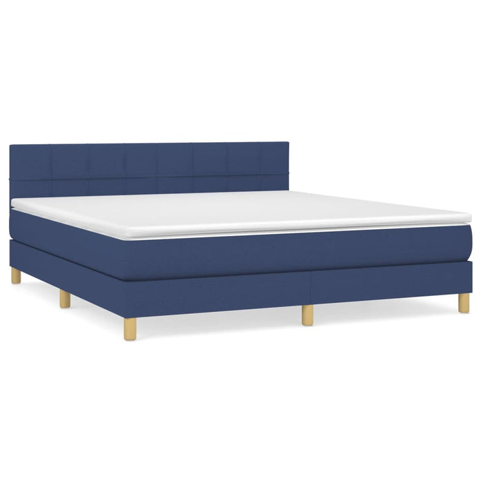 Pat box spring cu saltea, albastru, 180x200 cm, material textil - WALTI WALTI