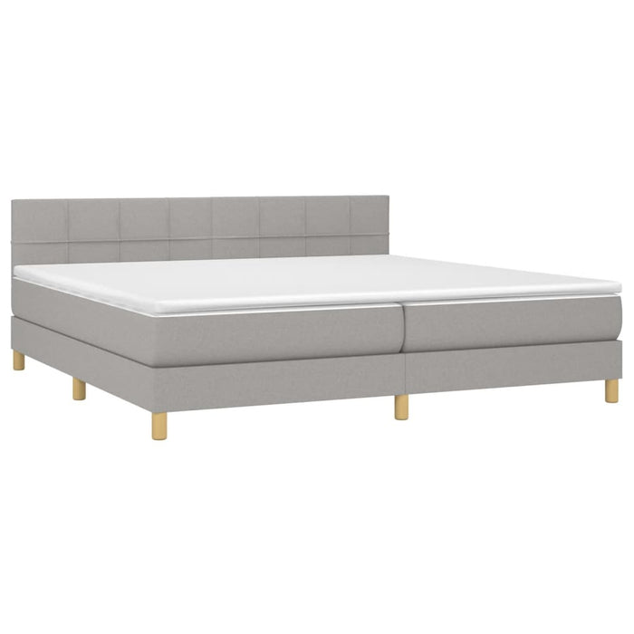 Pat box spring cu saltea, gri deschis, 200x200 cm, textil - WALTI WALTI
