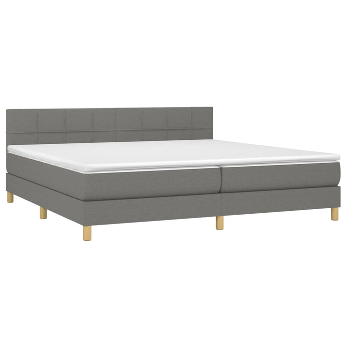 Pat box spring cu saltea, gri închis, 200x200 cm, textil - WALTI WALTI