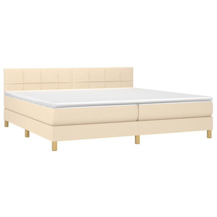 Pat box spring cu saltea, crem, 200x200 cm, textil - WALTI WALTI