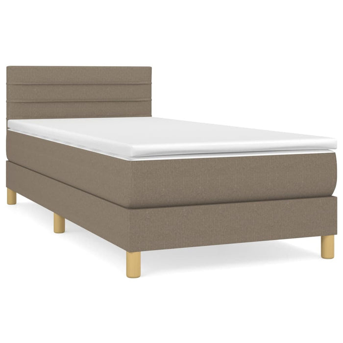 Pat box spring cu saltea, gri taupe, 80x200 cm, textil - WALTI WALTI
