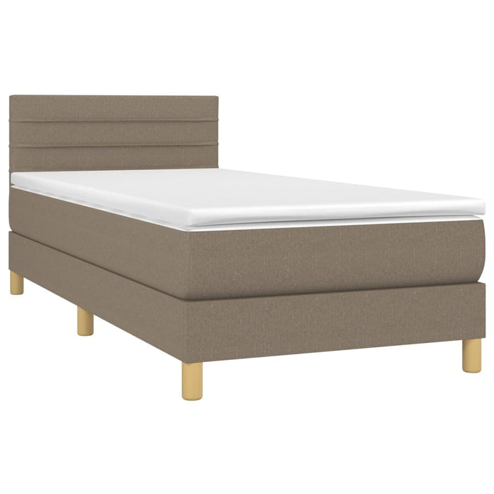 Pat box spring cu saltea, gri taupe, 80x200 cm, textil - WALTI WALTI