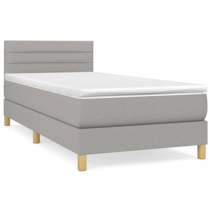 Pat box spring cu saltea, gri deschis, 90x200 cm, textil - WALTI WALTI