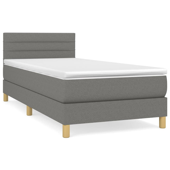 Pat box spring cu saltea, gri închis, 90x200 cm, textil - WALTI WALTI