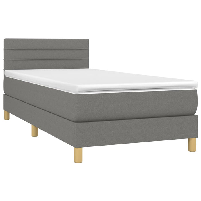 Pat box spring cu saltea, gri închis, 90x200 cm, textil - WALTI WALTI