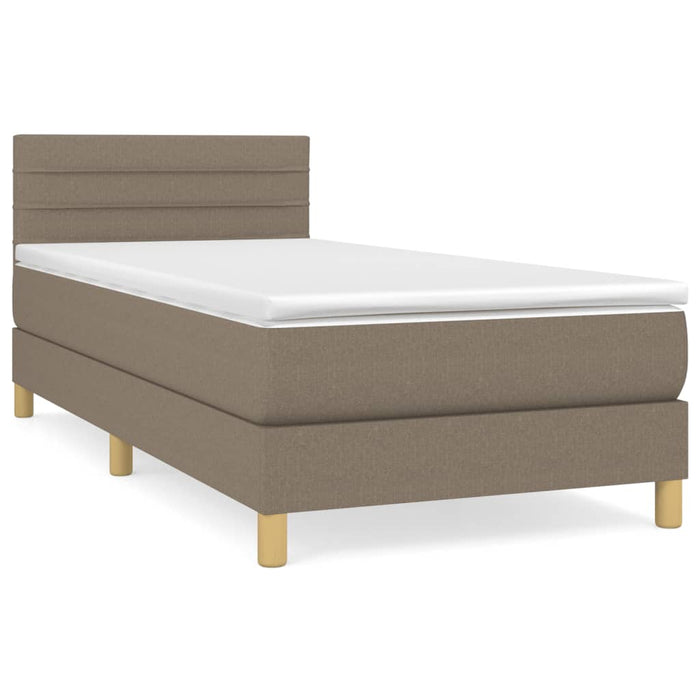 Pat box spring cu saltea, gri taupe, 90x200 cm, textil - WALTI WALTI