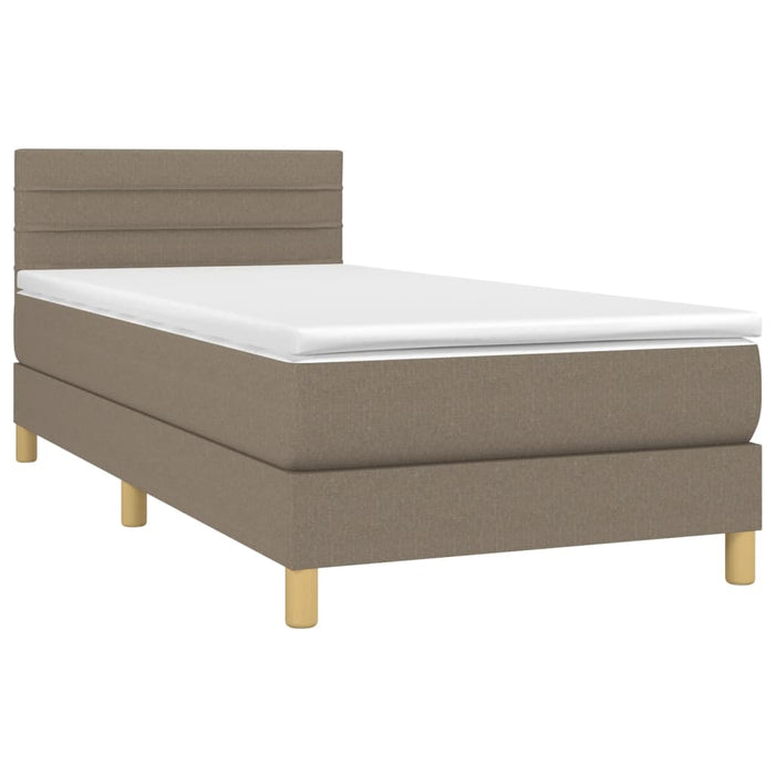 Pat box spring cu saltea, gri taupe, 90x200 cm, textil - WALTI WALTI