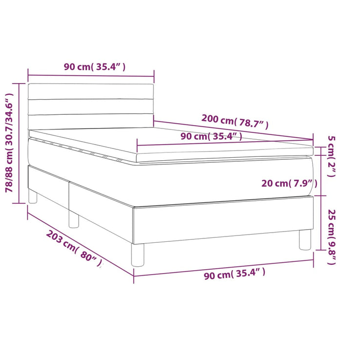 Pat box spring cu saltea, gri taupe, 90x200 cm, textil - WALTI WALTI