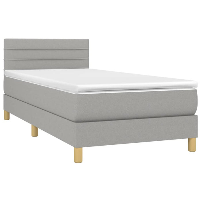 Pat box spring cu saltea, gri deschis, 100x200 cm, textil - WALTI WALTI