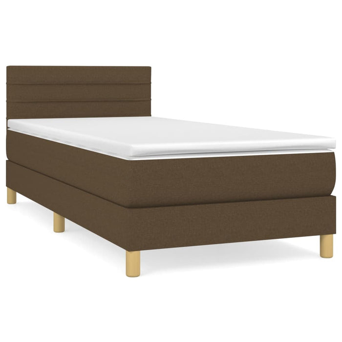 Pat box spring cu saltea, maro închis, 100x200 cm, textil - WALTI WALTI