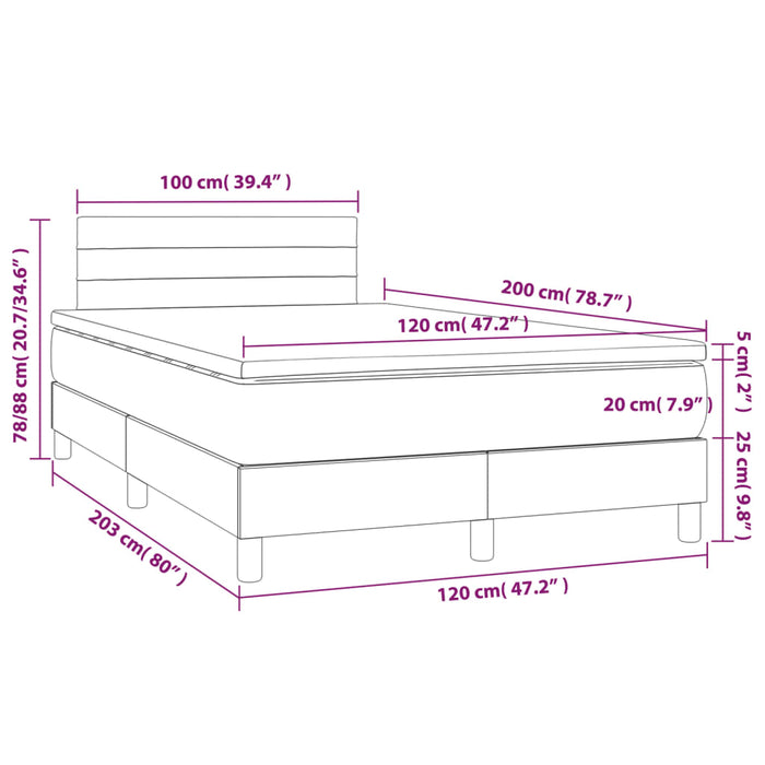 Pat box spring cu saltea, gri închis, 120x200 cm, textil - WALTI WALTI