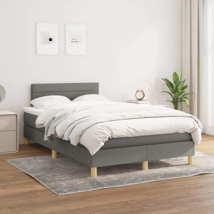 Pat box spring cu saltea, gri închis, 120x200 cm, textil - WALTI WALTI