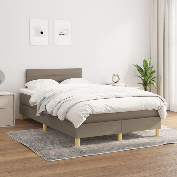 Pat box spring cu saltea, gri taupe, 120x200 cm, textil - WALTI WALTI