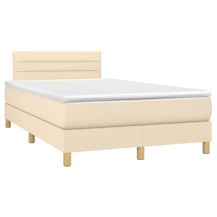 Pat box spring cu saltea, crem, 120x200 cm, textil - WALTI WALTI