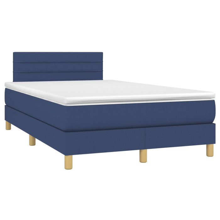 Pat box spring cu saltea, albastru, 120x200 cm, textil WALTI