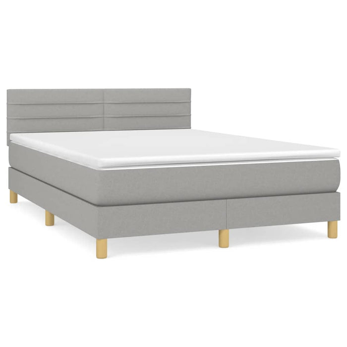 Pat box spring cu saltea, gri deschis, 140x190 cm, textil - WALTI WALTI