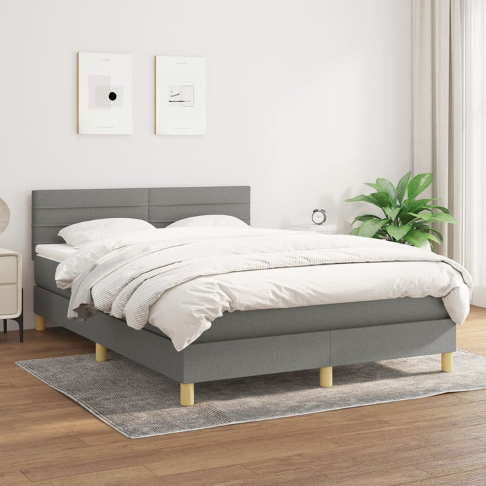 Pat box spring cu saltea, gri închis, 140x190 cm, textil - WALTI WALTI