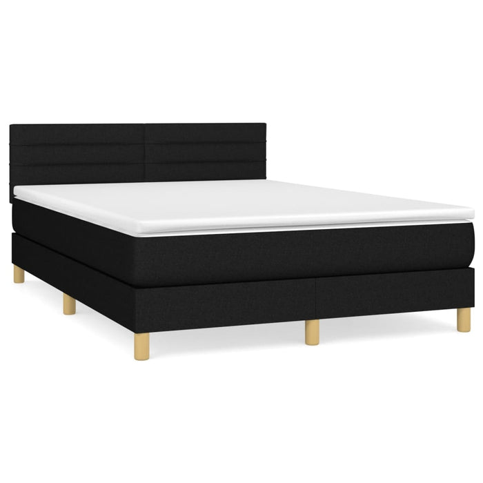 Pat box spring cu saltea, negru, 140x190 cm, textil - WALTI WALTI