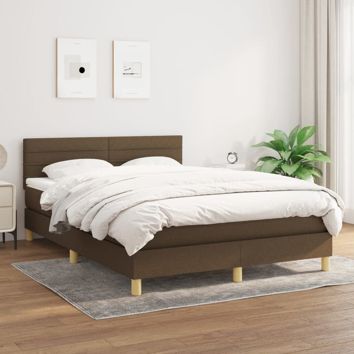 Pat box spring cu saltea, maro închis, 140x200 cm, textil - WALTI WALTI