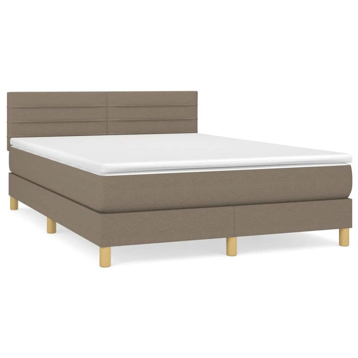Pat box spring cu saltea, gri taupe, 140x200 cm, textil - WALTI WALTI