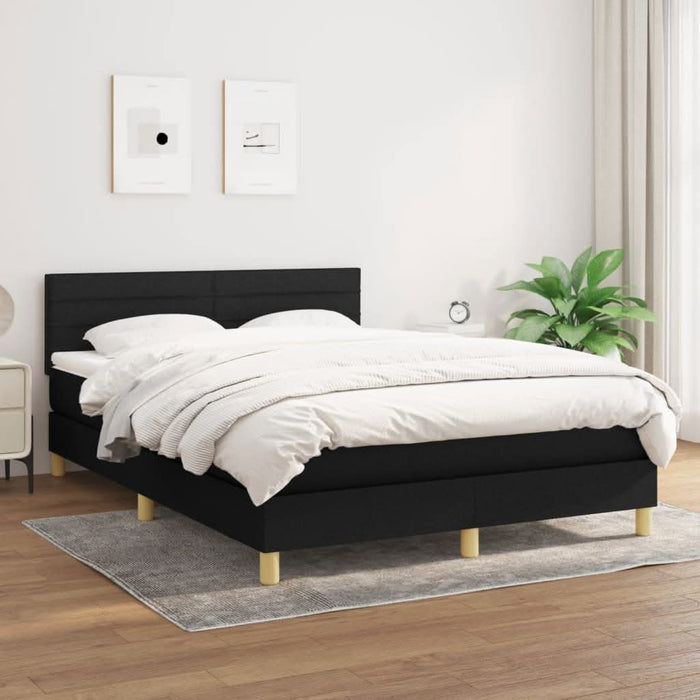 Pat box spring cu saltea, negru, 140x200 cm, textil - WALTI WALTI