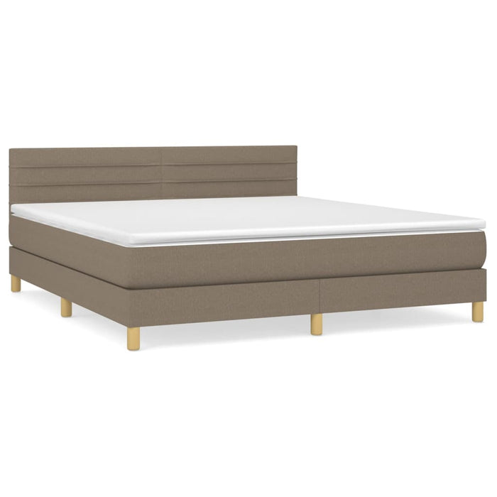 Pat box spring cu saltea, gri taupe, 160x200 cm material textil - WALTI WALTI