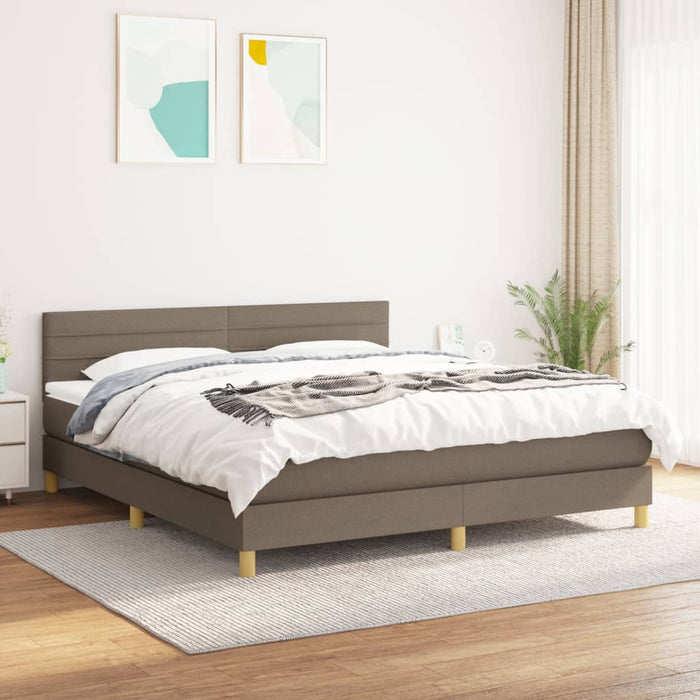 Pat box spring cu saltea, gri taupe, 160x200 cm material textil - WALTI WALTI