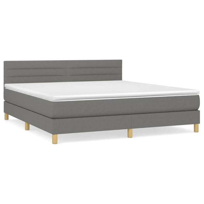 Pat box spring cu saltea, gri închis, 180x200 cm, textil - WALTI WALTI
