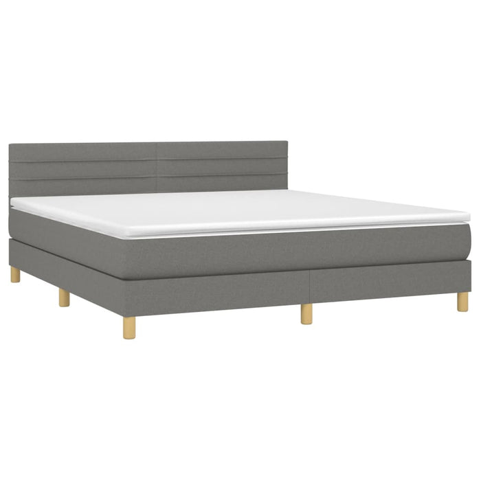 Pat box spring cu saltea, gri închis, 180x200 cm, textil - WALTI WALTI