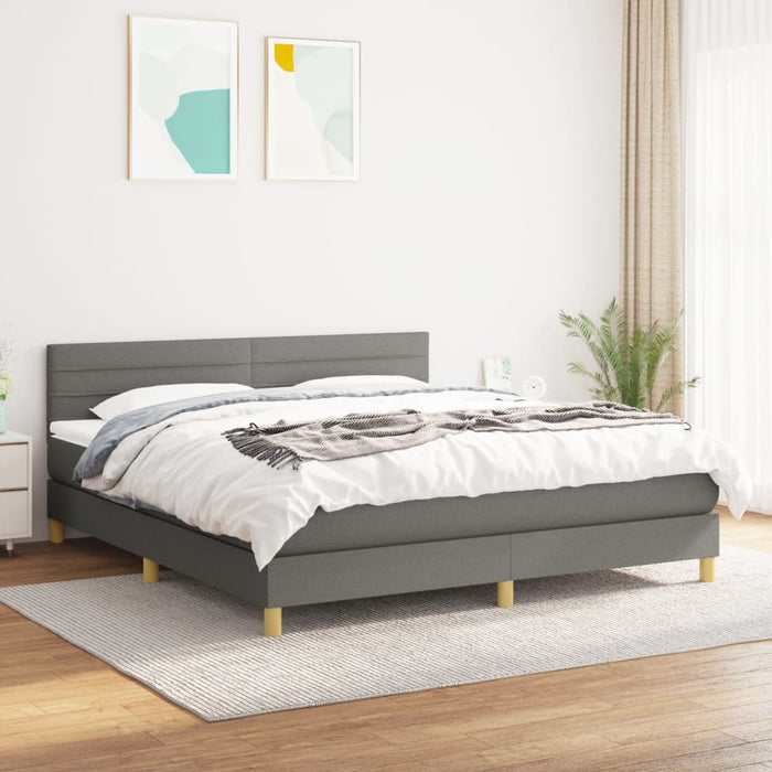 Pat box spring cu saltea, gri închis, 180x200 cm, textil - WALTI WALTI