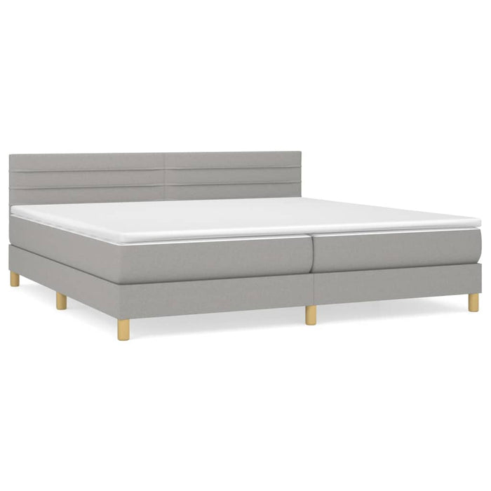Pat box spring cu saltea, gri deschis, 200x200 cm, textil - WALTI WALTI