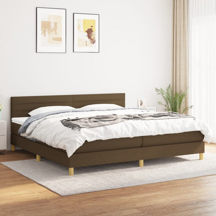 Pat box spring cu saltea, maro închis, 200x200 cm, textil - WALTI WALTI