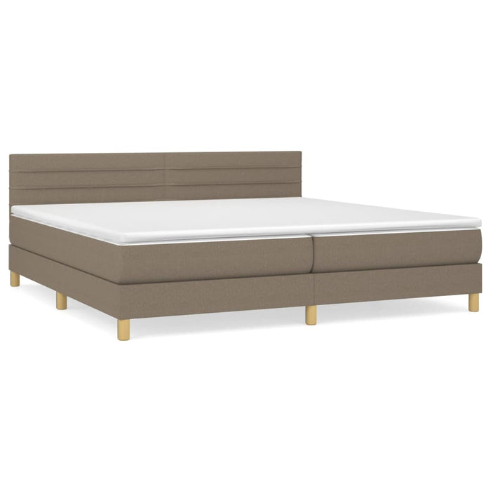 Pat box spring cu saltea, gri taupe, 200x200 cm, textil - WALTI WALTI