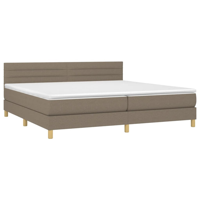 Pat box spring cu saltea, gri taupe, 200x200 cm, textil - WALTI WALTI