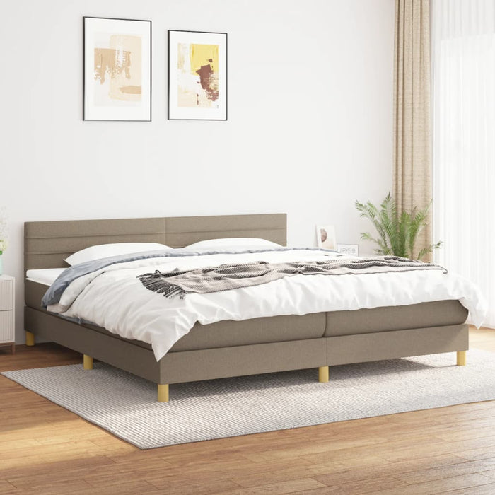 Pat box spring cu saltea, gri taupe, 200x200 cm, textil - WALTI WALTI