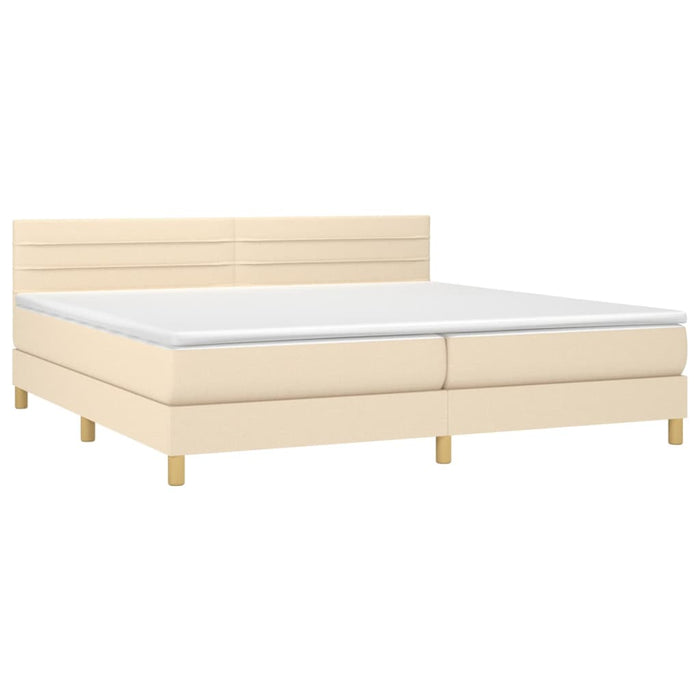 Pat box spring cu saltea, crem, 200x200 cm, textil - WALTI WALTI