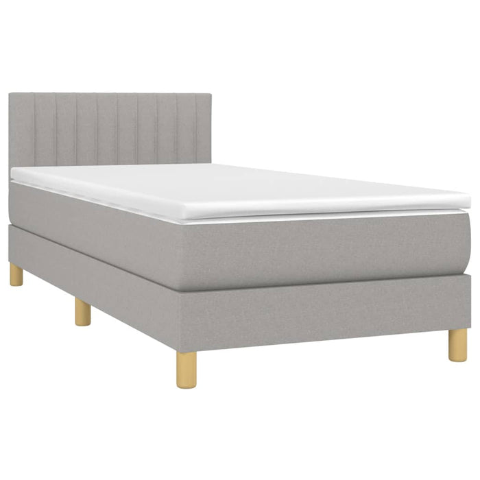 Pat box spring cu saltea, gri deschis, 80x200 cm, textil - WALTI WALTI