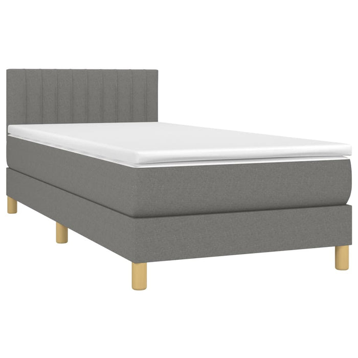 Pat box spring cu saltea, gri închis, 80x200 cm, textil - WALTI WALTI