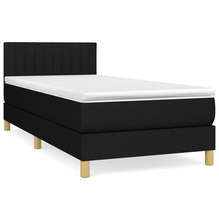 Pat box spring cu saltea, negru, 90x190 cm, textil - WALTI WALTI