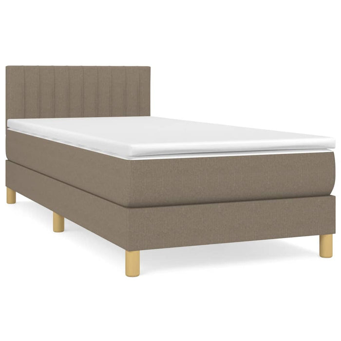 Pat box spring cu saltea, gri taupe, 90x190 cm, textil - WALTI WALTI